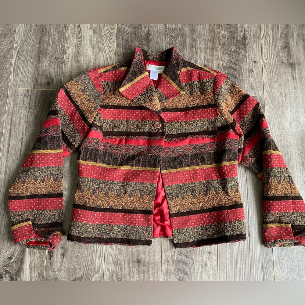 Coldwater Creek vintage embroidered multi patterned jacket